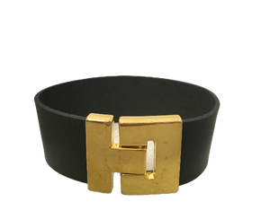 Bracelet Wide Leather Cuff Black