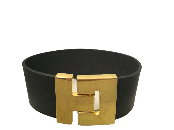 Bracelet Wide Leather Cuff Black