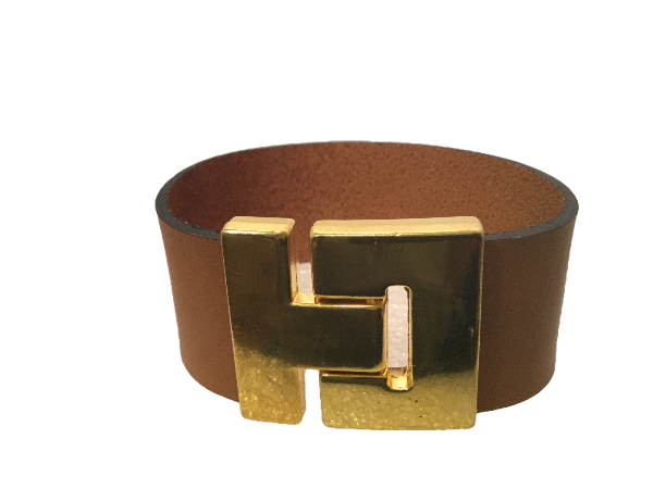 Bracelet Wide Leather Cuff Brown